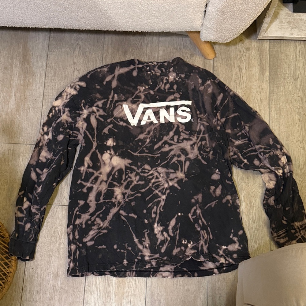 Vans XL Black & Bleach Tie-Dye Long Sleeve Shirt